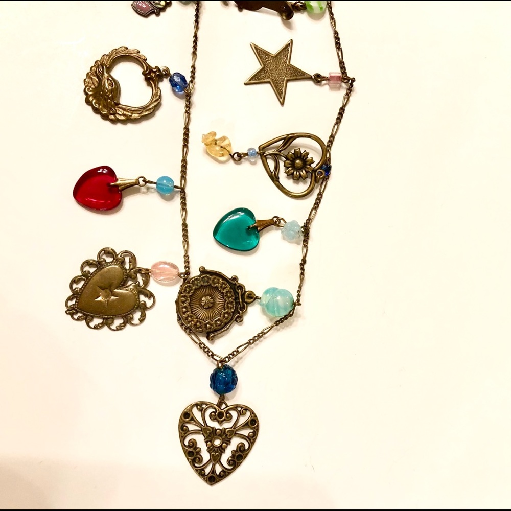 COPY - Vintage Glass Works Studios Charms 28” necklace.